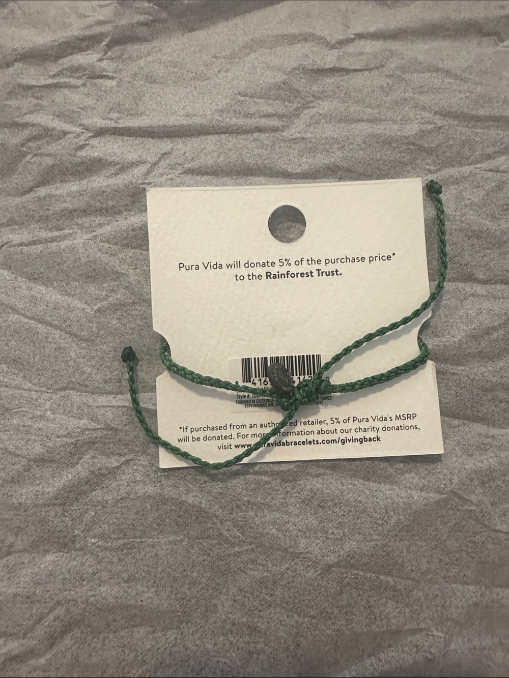 NWT Pura Vida Green Cord Bracelet with Silver Sloth Charm - Picture 2 of 2